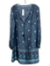 Calypso St. Barth Size L Blue & Purple Polyester Long Sleeve Floral Print Dress Blue & Purple / L