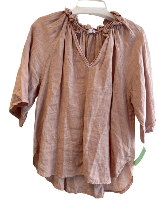 Suzy D London Size Est L Pale Pink No Fabric Tag round split neck Top Pale Pink / Est L