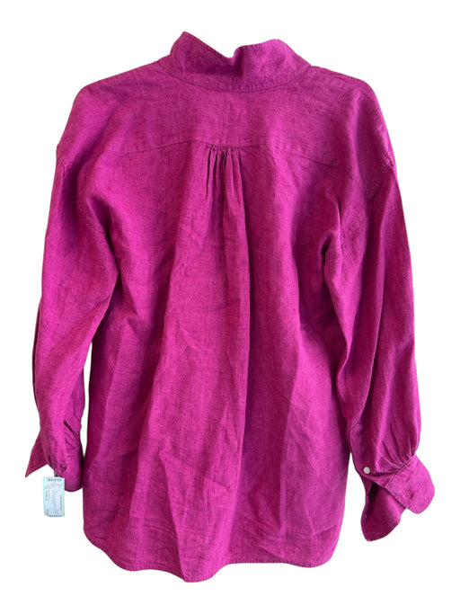 Ann Mashburn Size Medium Hot pink Linen Half Button Long Sleeve Tunic Top Hot pink / Medium