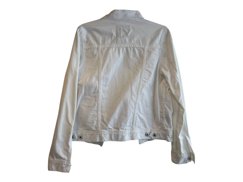AG Size Large White Cotton Front Button Pockets Jean Jacket Jacket White / Large