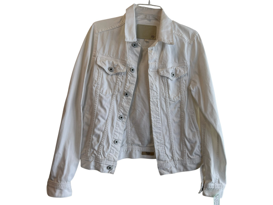 AG Size Large White Cotton Front Button Pockets Jean Jacket Jacket White / Large