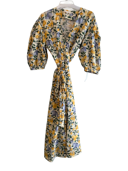 Ann Mashburn Size Medium Yellow & Green No Fabric Tag Floral Wrap Maxi Dress Yellow & Green / Medium