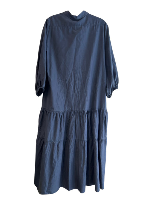 Ann Mashburn Size Medium Navy Linen Long Sleeve Half Button Tunic Top Navy / Medium