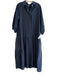 Ann Mashburn Size Medium Navy Linen Long Sleeve Half Button Tunic Top Navy / Medium