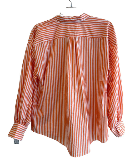 Ann Mashburn Size Large Orange & White Cotton Striped Long Sleeve Tunic Top Orange & White / Large
