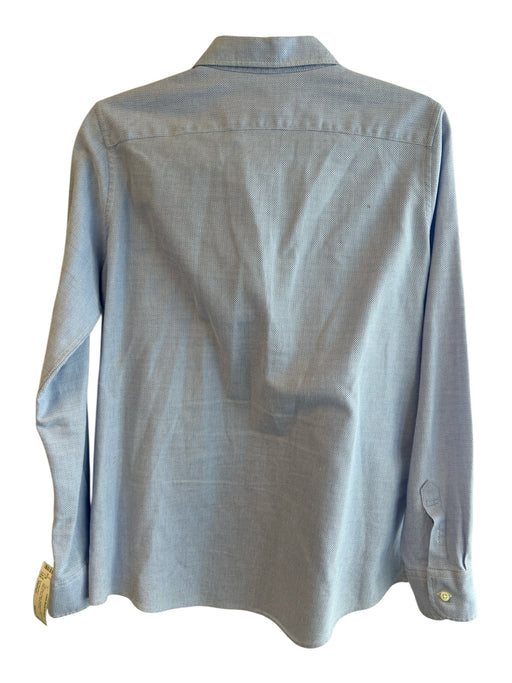 Ann Mashburn Size Medium Light Blue Cotton Half Button Long Sleeve Tunic Top Light Blue / Medium