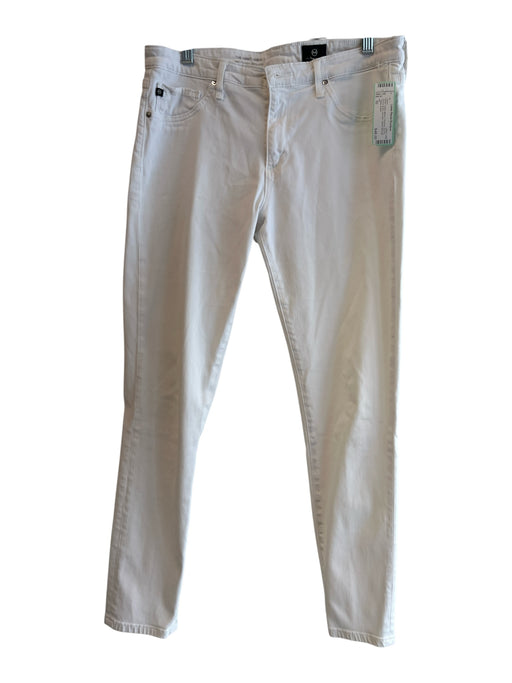 AG Size 30 White Cotton Blend 5 Pocket Zip Fly Skinny Ankle mid rise Jeans White / 30