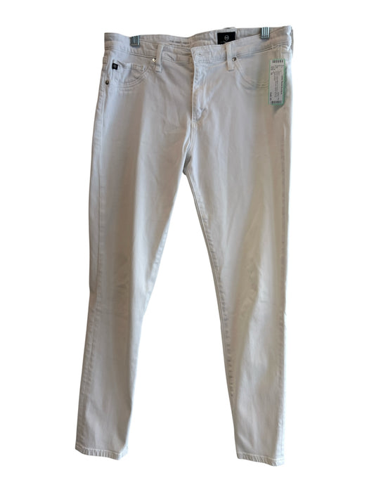AG Size 30 White Cotton Blend 5 Pocket Zip Fly Skinny Ankle mid rise Jeans White / 30