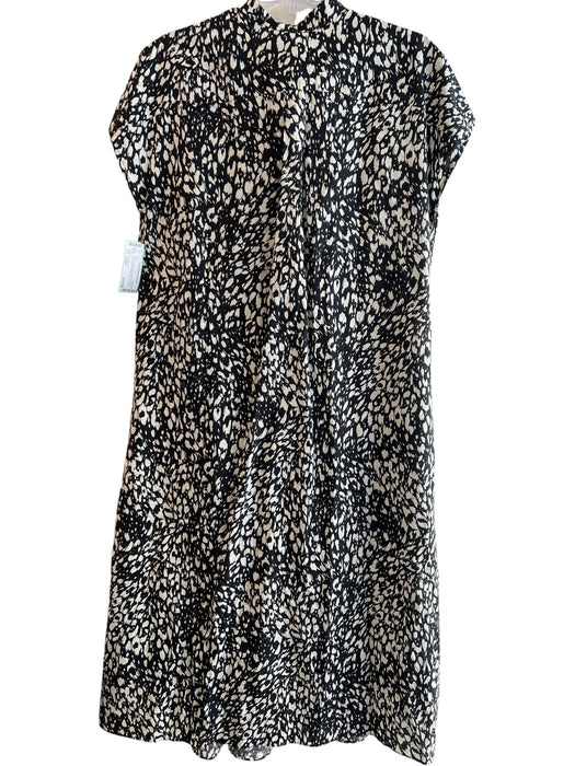 Ann Mashburn Size Large Black & White Linen & Cotton All Over Print Belted Dress Black & White / Large