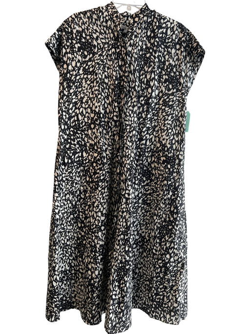Ann Mashburn Size Large Black & White Linen & Cotton All Over Print Belted Dress Black & White / Large
