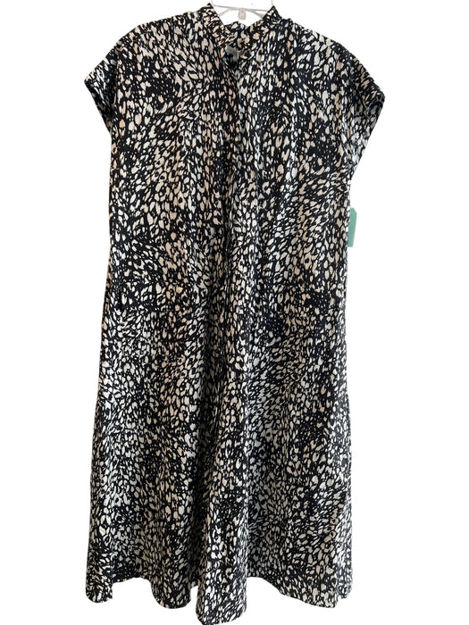 Ann Mashburn Size Large Black & White Linen & Cotton All Over Print Belted Dress Black & White / Large