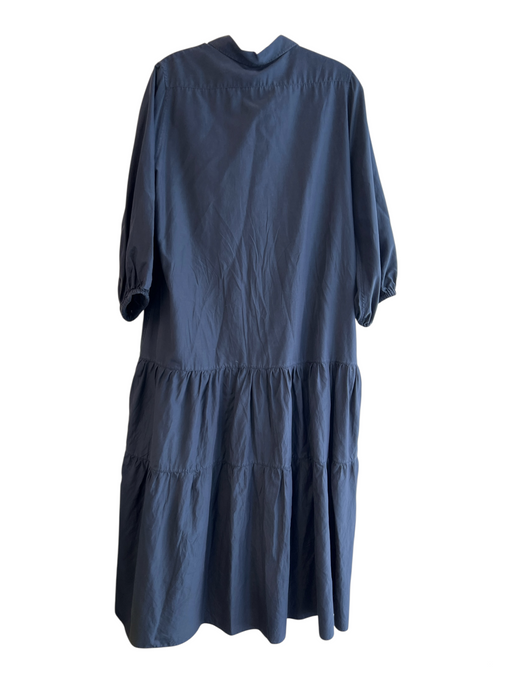 Ann Mashburn Size Medium Navy Linen Long Sleeve Half Button Tunic Top Navy / Medium