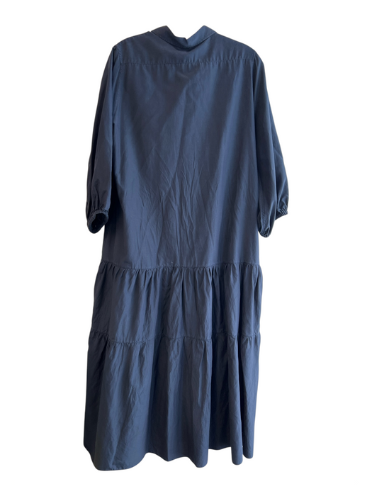 Ann Mashburn Size Medium Navy Linen Long Sleeve Half Button Tunic Top Navy / Medium