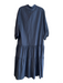 Ann Mashburn Size Medium Navy Linen Long Sleeve Half Button Tunic Top Navy / Medium