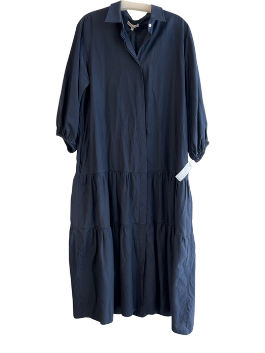 Ann Mashburn Size Medium Navy Linen Long Sleeve Half Button Tunic Top Navy / Medium