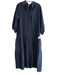 Ann Mashburn Size Medium Navy Linen Long Sleeve Half Button Tunic Top Navy / Medium