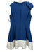 Sara Campbell Size 8 Cream & Blue Polyester puckered Sleeveless Side Bow Dress Cream & Blue / 8