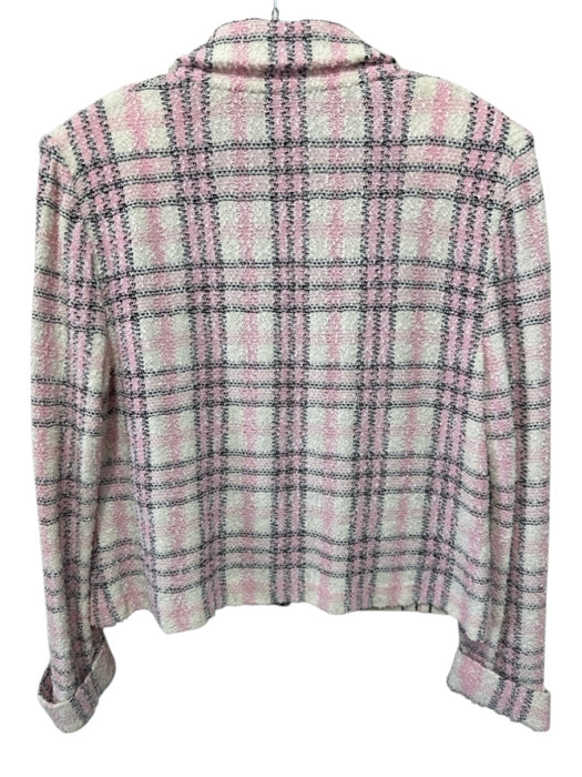 St John Couture Size 10 Pink, White, black Wool Blend Button Front Plaid Jacket Pink, White, black / 10