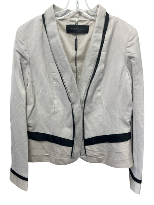 Elie Tahari Size Large Gray & Black Triacetate Blend Button Front Striped Jacket Gray & Black / Large
