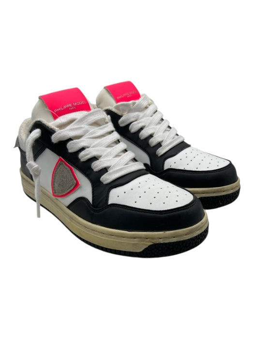 Philippe Model Shoe Size 37 Pink, White, black Leather Upper Lace Up Sneakers Pink, White, black / 37