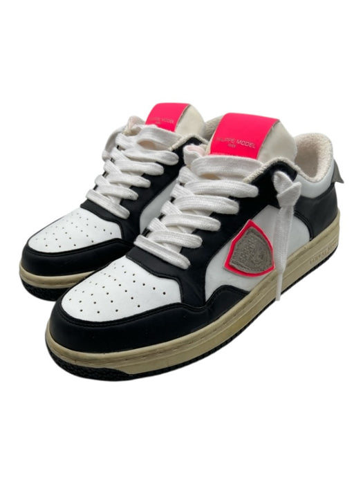 Philippe Model Shoe Size 37 Pink, White, black Leather Upper Lace Up Sneakers Pink, White, black / 37