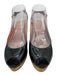 Stuart Weitzman Shoe Size 7.5 Black Patent Leather Peep Toe Cork Sole Sandals Black / 7.5
