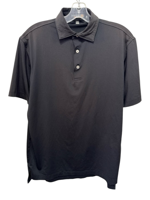 Peter Millar Size S Black Synthetic Solid Polo Men's Short Sleeve Black / S