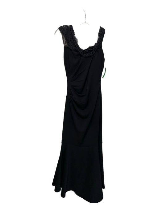 Badgley Mischka Size 8 Black Polyester Blend Lace Detail Gathered Gown Black / 8