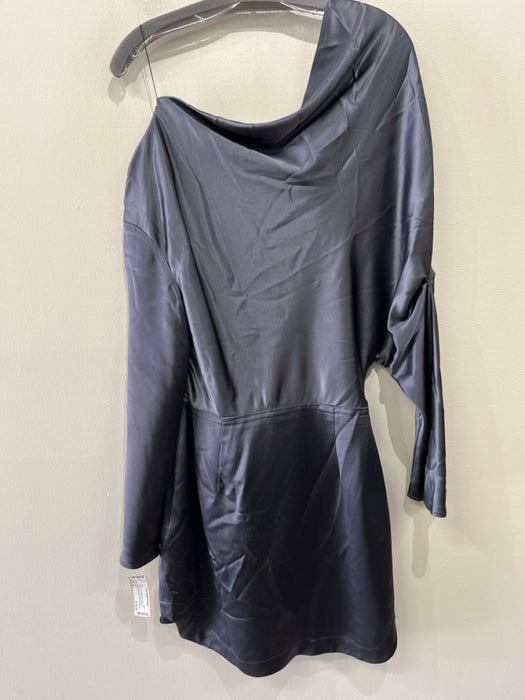 Acler Size 6 Dark Gray Acetate Blend Satin Mini Draped Long Sleeve Dress