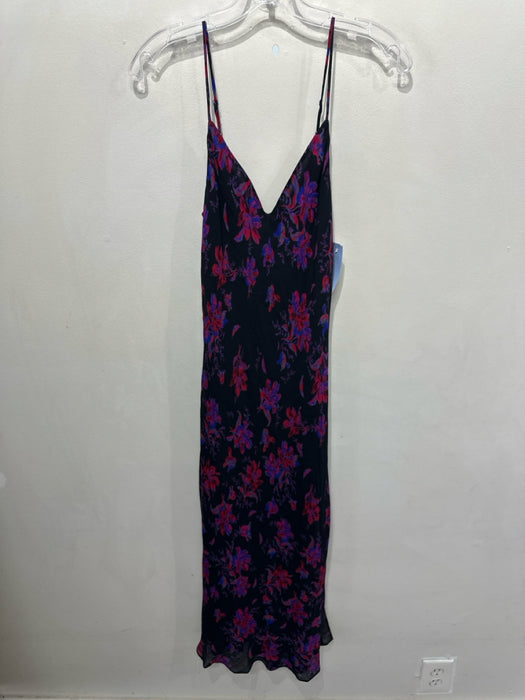 Rag & Bone Size 4 Black, Red, Multi Viscose Spaghetti Strap Floral Print Dress