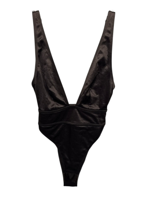 South Beach Size 8 Dark Brown Polyester & Elastane Deep V High Cut Swimsuit Dark Brown / 8