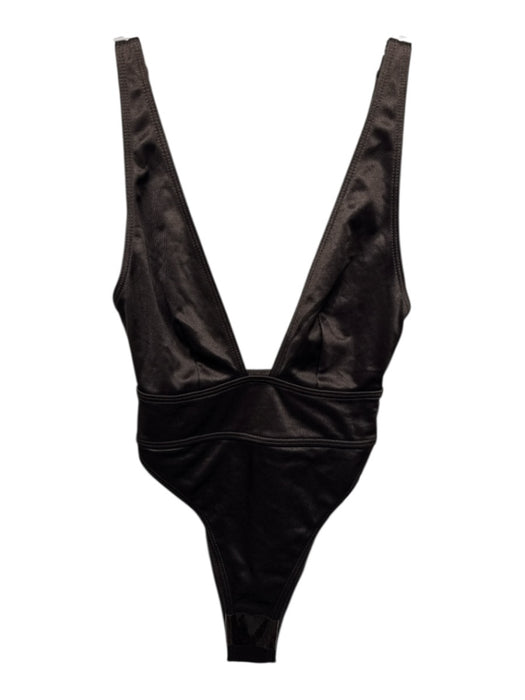 South Beach Size 8 Dark Brown Polyester & Elastane Deep V High Cut Swimsuit Dark Brown / 8