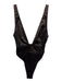 South Beach Size 8 Dark Brown Polyester & Elastane Deep V High Cut Swimsuit Dark Brown / 8