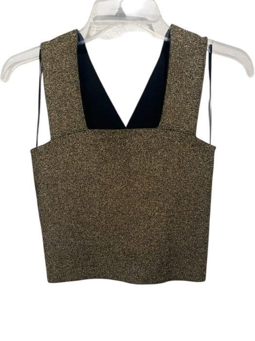 A.L.C. Size XS Gold & Black Rayon & Polyester Sleeveless Metallic Crop Tank Top Gold & Black / XS