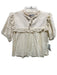 Zara Size S Cream Cotton Short Puff Sleeve Crochet Lace Fabric Block Top Cream / S