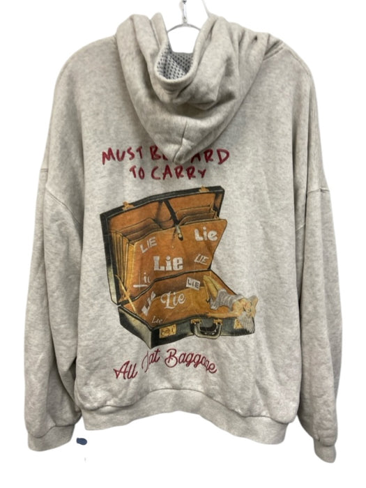 Boys Lie Size M/L Gray & Red Cotton & Rayon Heathered Logo Zip Up Hoodie Jacket Gray & Red / M/L