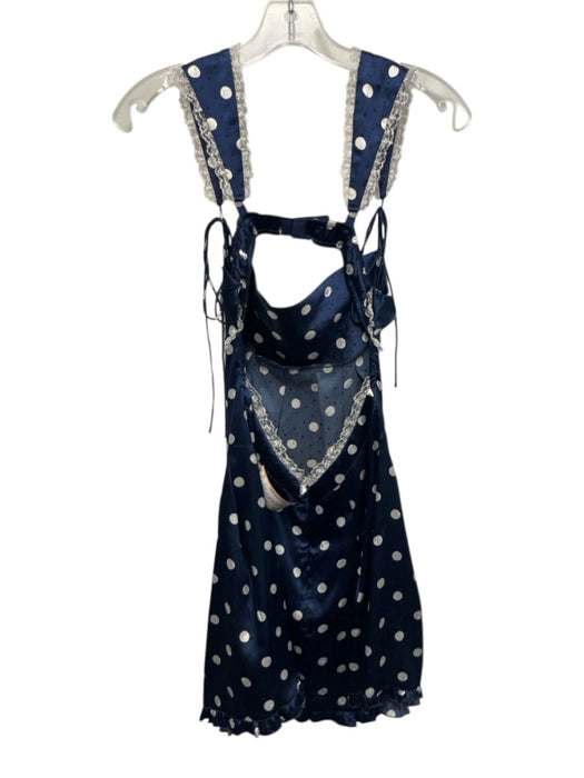 For Love & Lemons Size XS Navy & white Polyester Polka Dots Sleeveless Dress Navy & white / XS