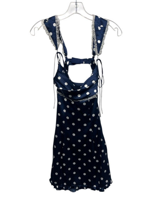 For Love & Lemons Size XS Navy & white Polyester Polka Dots Sleeveless Dress Navy & white / XS