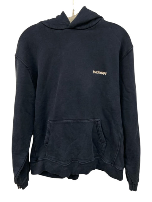 Madhappy Size M Cotton Navy & White Long Sleeve Contrast Stitch Hood Sweatshirt Cotton / M