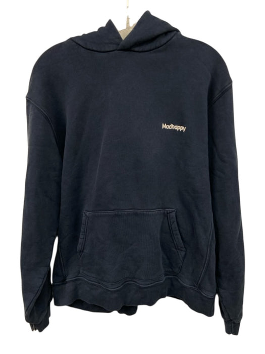Madhappy Size M Cotton Navy & White Long Sleeve Contrast Stitch Hood Sweatshirt Cotton / M