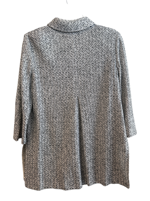 St. John Size 12 White & Black Rayon Blend Knit 4 Button Front Collar Jacket White & Black / 12