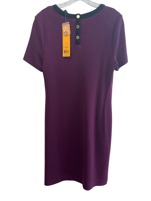 Tory Burch Size XL Purple Wool & Acrylic Round Neck Below Knee Dress Purple / XL