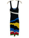 Staud Size S Black & Multi Viscose Blend Knit Sleeveless Stripe Dress Black & Multi / S