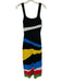 Staud Size S Black & Multi Viscose Blend Knit Sleeveless Stripe Dress Black & Multi / S