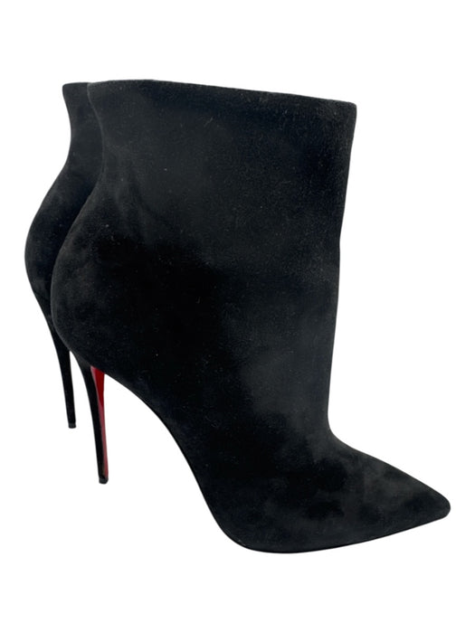 Christian Louboutin Shoe Size 39 Black Leather Upper Suede Pointed Toe Booties Black / 39