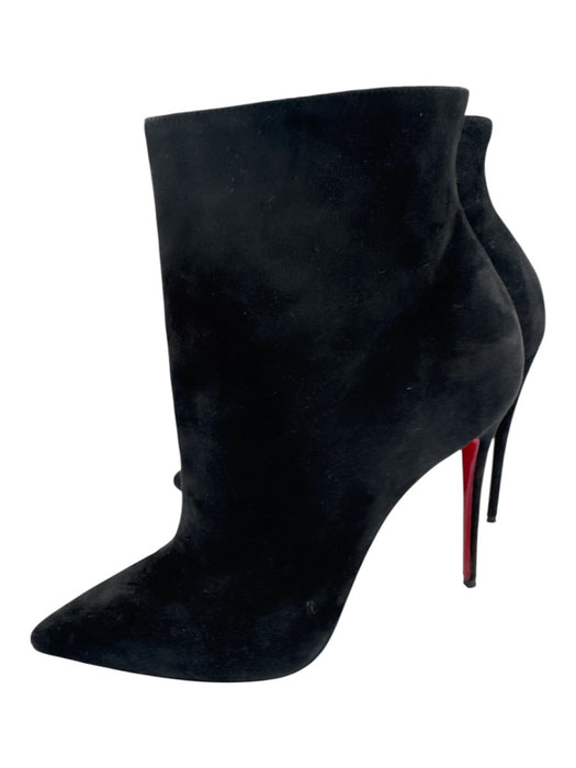 Christian Louboutin Shoe Size 39 Black Leather Upper Suede Pointed Toe Booties Black / 39