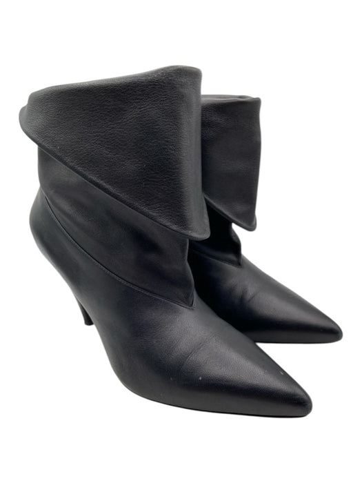 Givenchy Shoe Size 39 Black Lambskin Leather Ankle foldover Pointed Toe Booties Black / 39