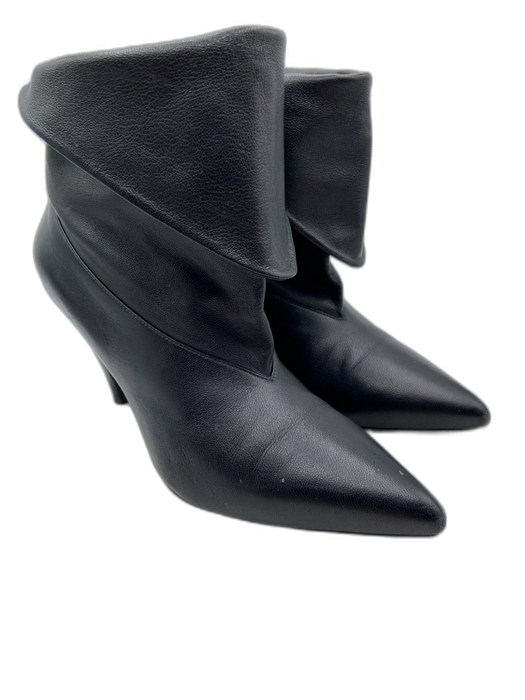Givenchy Shoe Size 39 Black Lambskin Leather Ankle foldover Pointed Toe Booties Black / 39
