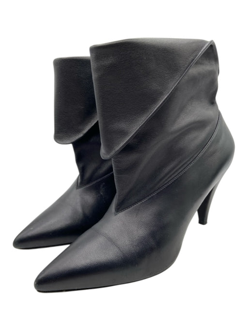 Givenchy Shoe Size 39 Black Lambskin Leather Ankle foldover Pointed Toe Booties Black / 39