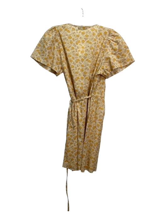 Madewell Size M Yellow Cotton floral print Wrap Tie Detail Dress Yellow / M